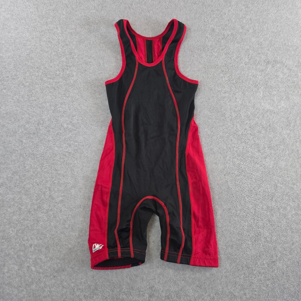 Brute Mens Wrestling Singlet Black Red Colorblock Adult Small AS Made in USA